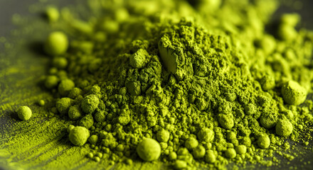 Luxurious Macro of Vibrant Matcha Brushstrokes on Minimal Beige — Editorial Clean Lifestyle