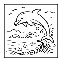 Obraz premium Animals with kids like the elements of black and white coloring pages for children, adults, and teens.