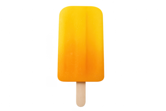 Refreshing orange yellow frozen popsicle on stick