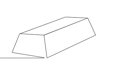 Gold bar continuous one line drawing in minimalist style isolated outline vector illustration
