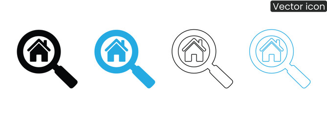 Unlock your ideal property search journey with this versatile magnifying glass and house icon, symbolizing discovery and finding the perfect place to call home.