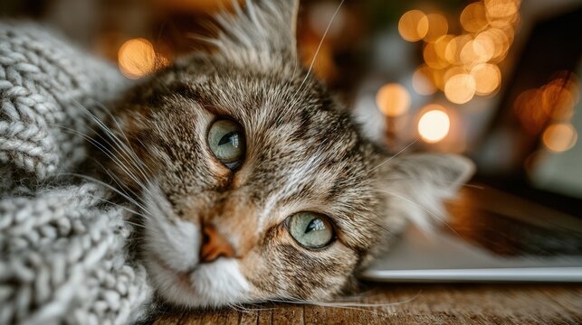 Casual home office scene with woman typing on laptop and cat resting nearby cozy workspace 