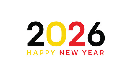 Celebrate 2026 Happy New Year vibrant bold graphic design