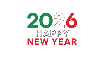Fototapeta premium Celebrate 2026 with vibrant Happy New Year typography and festive colors