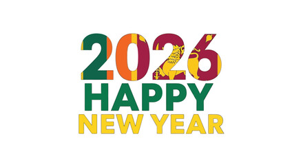 Celebrate 2026 Happy New Year with Sri Lankan flag colors