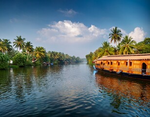 serene backwaters of kerala a tranquil journey amidst lush greenery and vibrant houseboats