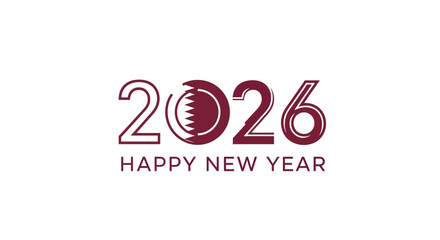 Celebrate 2026 with a Happy New Year greeting featuring Qatar's flag
