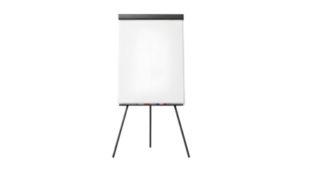 Blank flip chart ready for presentations in dynamic work environments