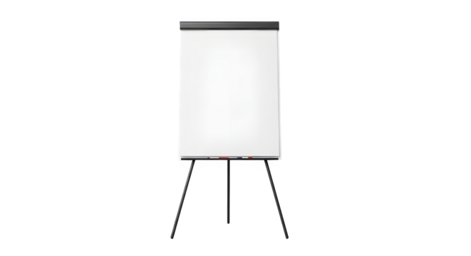 Blank flip chart ready for presentations in dynamic work environments