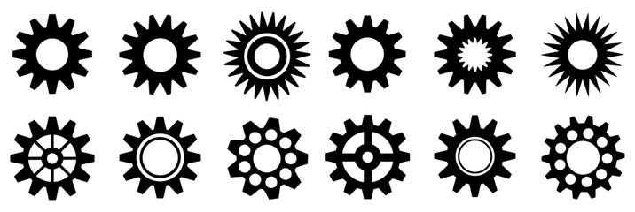 gear wheels icon collection set