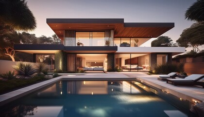 modern australian home features a stunning pool design generative ai