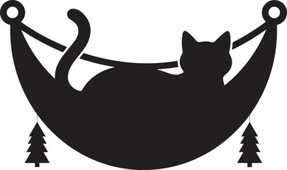 Christmas Cat Hammock: Holiday Pet Bed Vector Art Illustration Template.