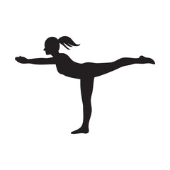 Silhouette of woman yoga pose doing balance exercise