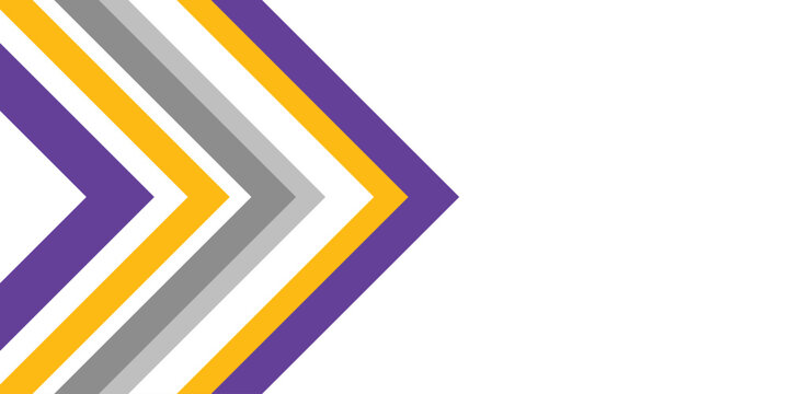 Geometric arrows background. Purple, white, and yellow colors. Business and presentation template. Vintage colors chevron pattern background banner. 