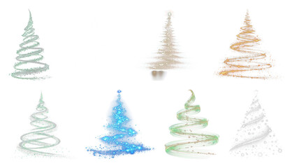 Obraz premium PNG Colorful abstract Christmas trees, element set on transparent background