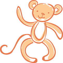Cute monkey cartoon character illustration dancing happily