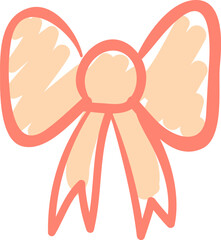 Hand drawing pink and peach decorative gift bow