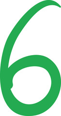 Green number six symbol representing data
