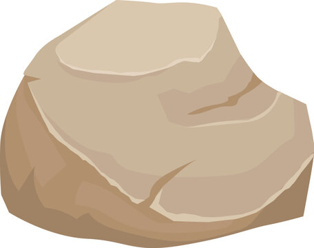 Brown rock boulder stone element on white background