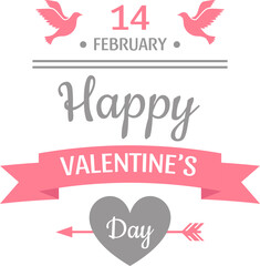 Happy Valentine's Day greeting with doves and heart