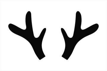 Obraz premium Black reindeer antlers isolated on a white background for christmas Vector, illustration
