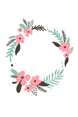 Floral wreath framing copy space for creative design