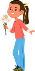 Girl Holding Flowers