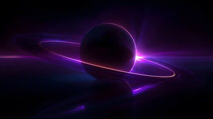 Obraz premium Mesmerizing Artistic Scene of a Radiant Purple Planet with Luminous Rings in Expansive Space