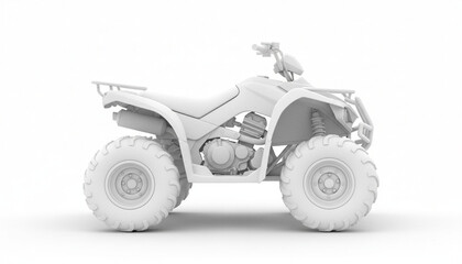 Side View 3D Rendered Quad Bike Clay Model