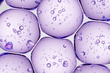 Macro purple gel surface filled with delicate bubbles, suited for futuristic branding, biotech presentations, and high-quality texture backgrounds