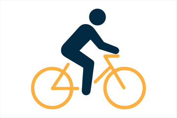 Obraz premium Person riding a bicycle icon on a clean white background. Vector, illustration