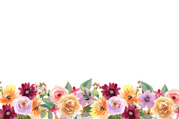 Watercolor flowers background vector for design.