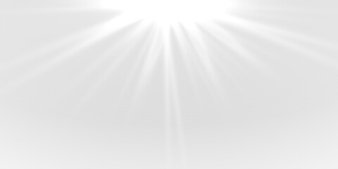 Fototapeta premium Bright white sunlight beams across the sky, creating glowing highlights and lens flare png effects. Shining rays illuminate the scene with soft light. Sunlight glare enhances the vibrant sky.