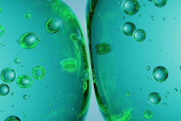 Glossy teal spheres bursting with effervescent microbubbles, designed for cutting-edge branding, immersive motion graphics, and sci-fi-inspired creative work