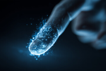 Digital biometric fingerprint. Secure fintech authentication and identity verification through advanced biometrics.