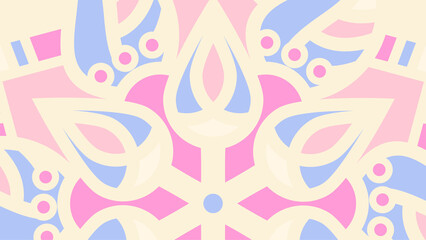 Abstract pastel geometric mandala pattern with a balanced and soft color palette