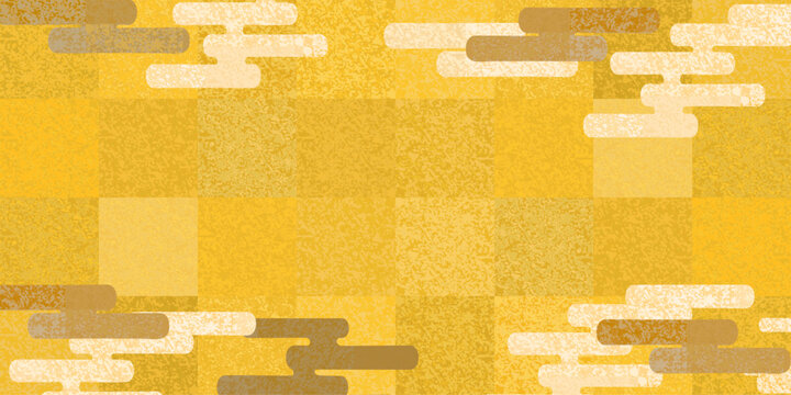 金のタイルと雲の背景素材