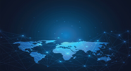 network lines and dots world map © vector designer