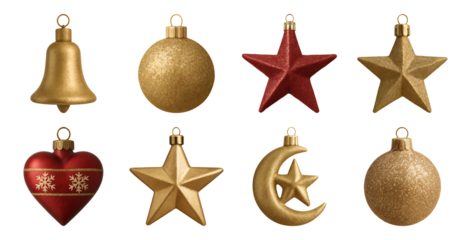 PNG Festive Christmas ornament collection, element set on transparent background