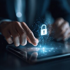 Protecting Data in the Digital Age, Office Setting, Digital Illustration, Focus on Security Concepts