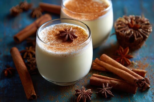 Festive Coquito: Traditional Puerto Rican Eggnog with Anise and Cinnamon for a Merry Christmas Celebration