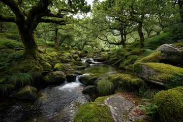 Enchanting Wistmans Wood: A Lush Forest Oasis with Serenity of Streams and Moss-Covered Rocks