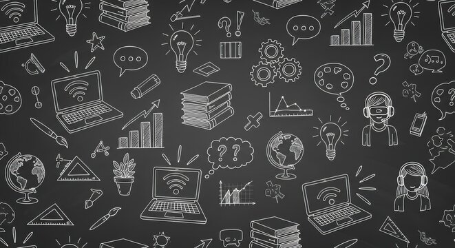 Seamless Chalkboard Education Doodle Pattern