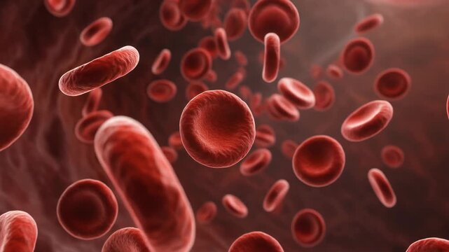 Microscopic View of Red Blood Cells Flowing in a Capillary