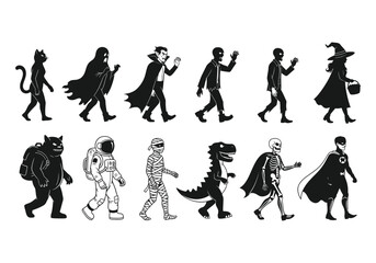 Halloween characters walking collection