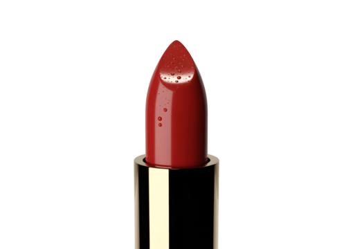 Closeup of a vibrant red lipstick isolated on transparent background