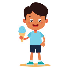 Vector art illustration of a child eating ice cream