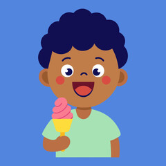 Vector art illustration of a child eating ice cream