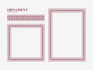 Elegant Decorative Frame Design with Seamless Ornament Border and Square Elements