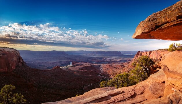 scenic valley vista from a rocky overhang